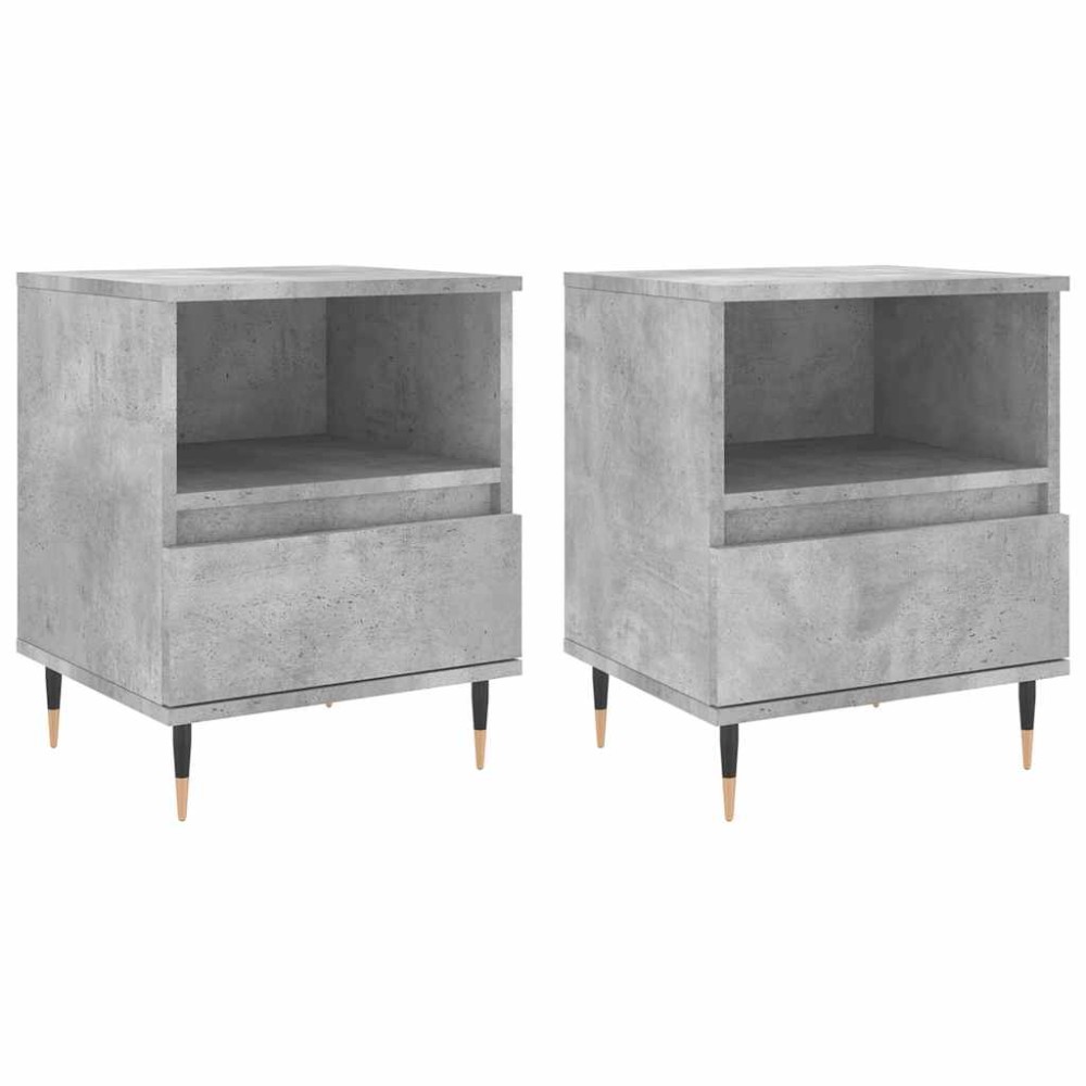 vidaXL Κομοδίνα 2 τεμ. Γκρι Σκυροδέματος 40x35x50 εκ. Επεξεργ. Ξύλο