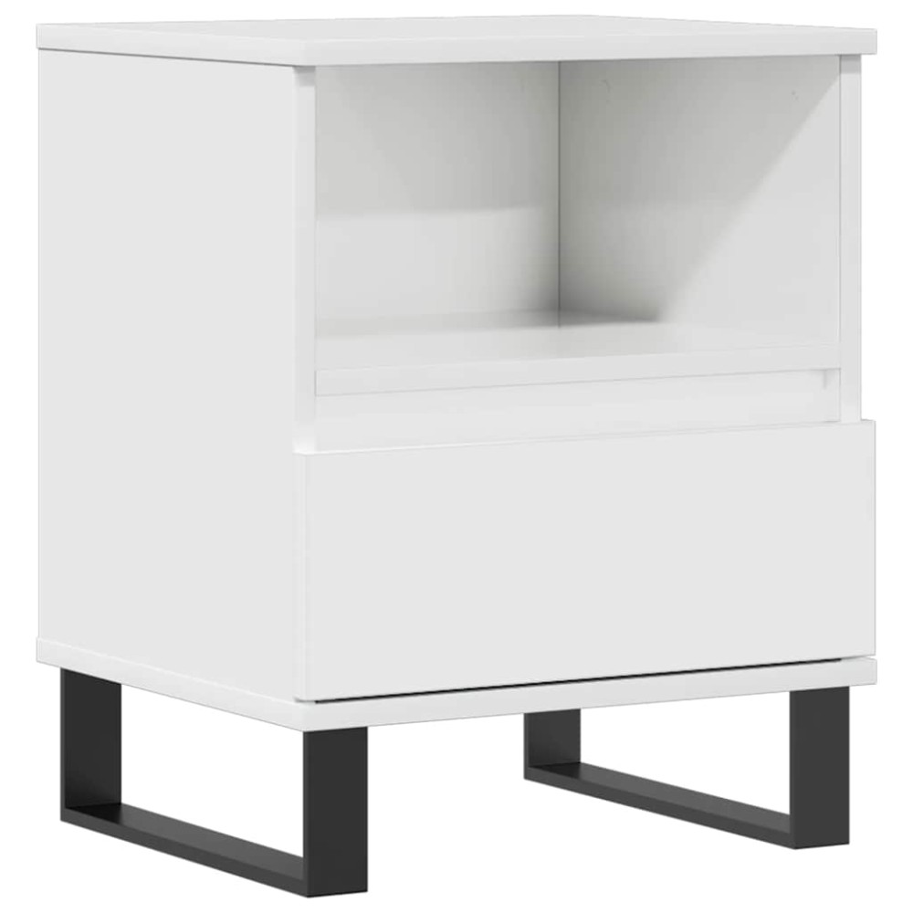 vidaXL Κομοδίνο Γυαλ. Λευκό 40 x 35 x 50 εκ. από Επεξεργασμένο Ξύλο