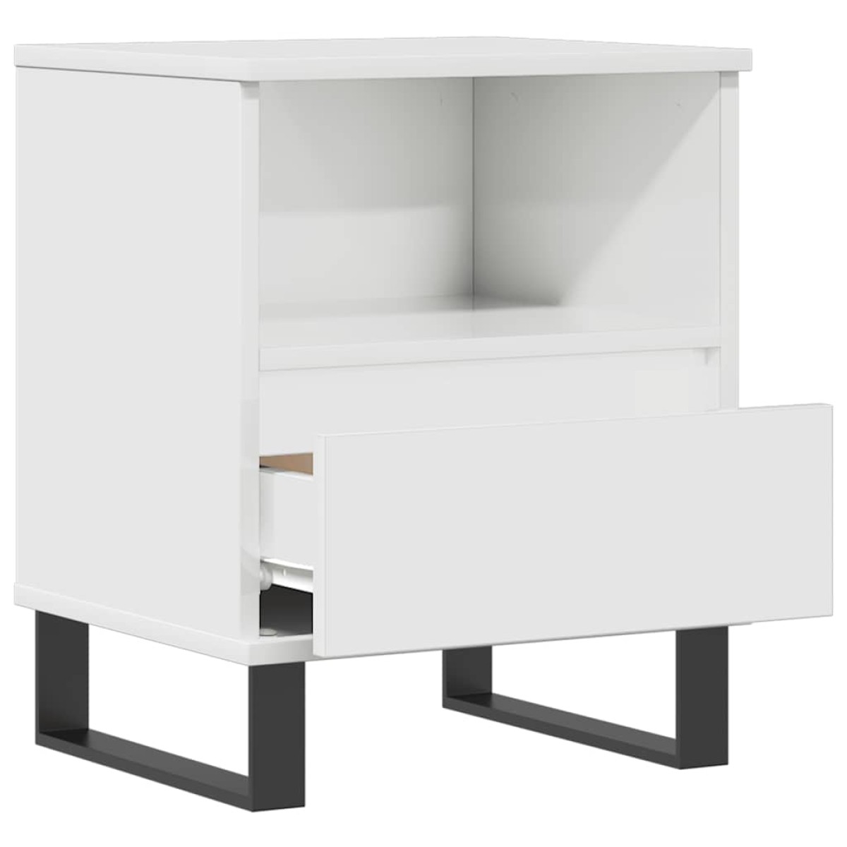 vidaXL Κομοδίνο Γυαλ. Λευκό 40 x 35 x 50 εκ. από Επεξεργασμένο Ξύλο