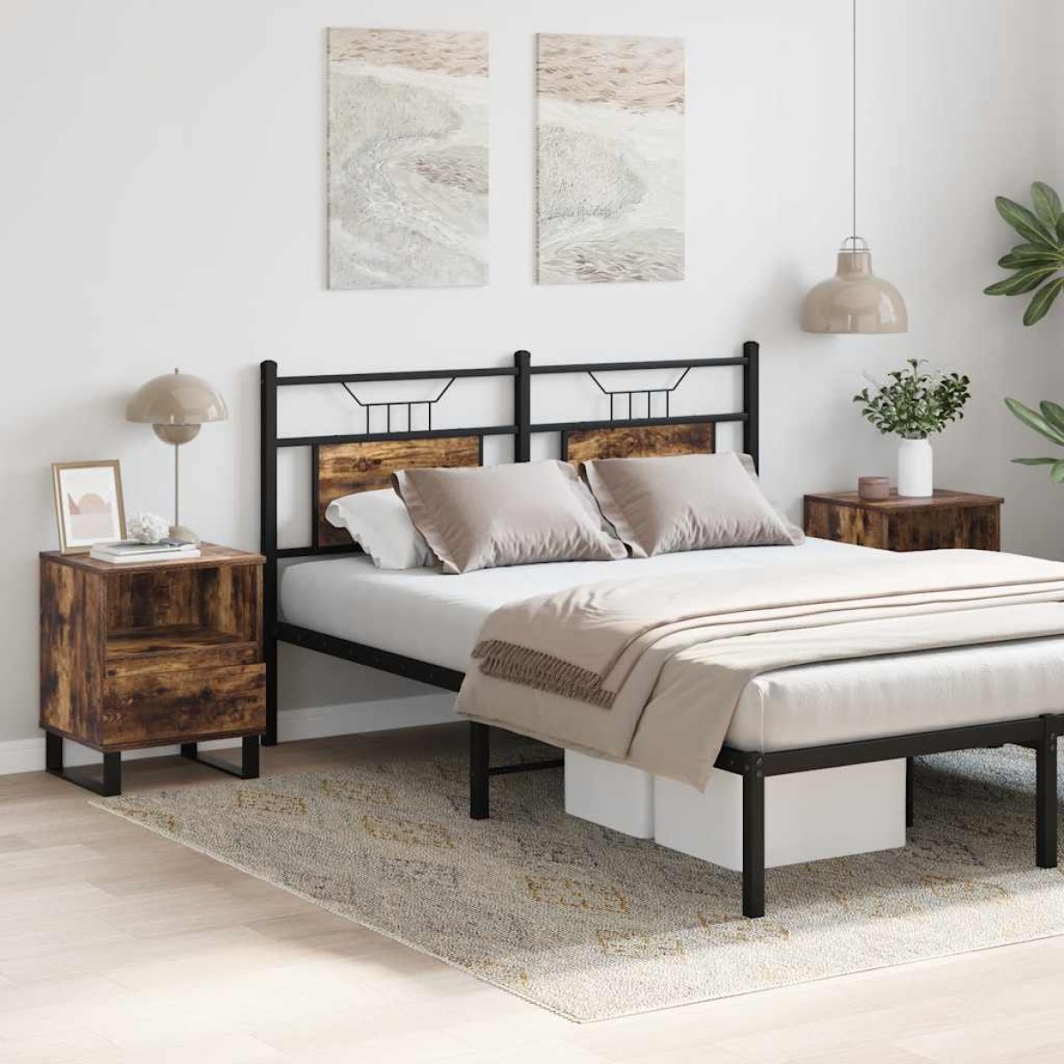 vidaXL Κομοδίνα 2 τεμ. Καπνιστή Δρυς 40 x 35 x 50 εκ. Επεξεργ. Ξύλο