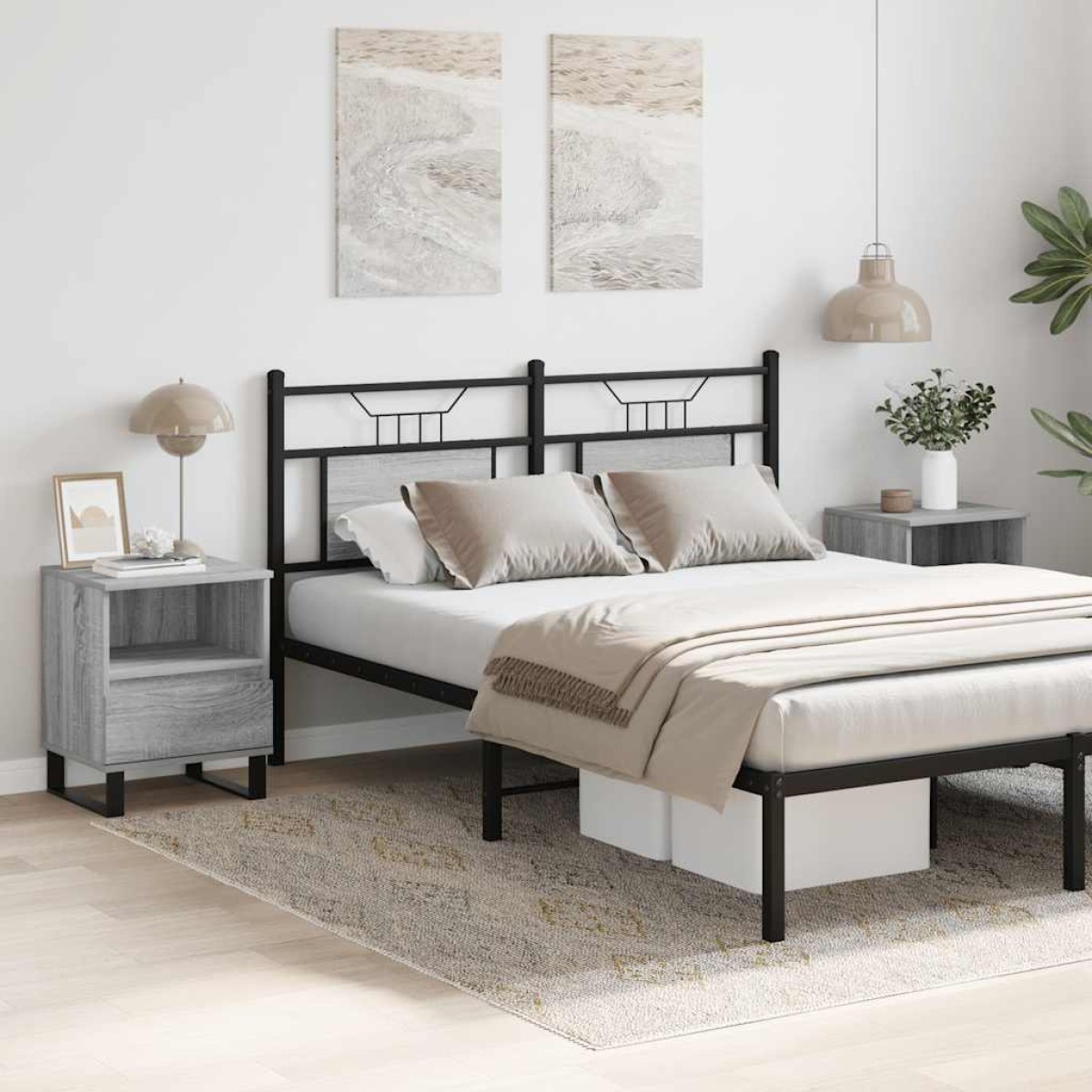vidaXL Κομοδίνα 2 τεμ. Γκρι Sonoma 40 x 35 x 50 εκ. από Επεξεργ. Ξύλο
