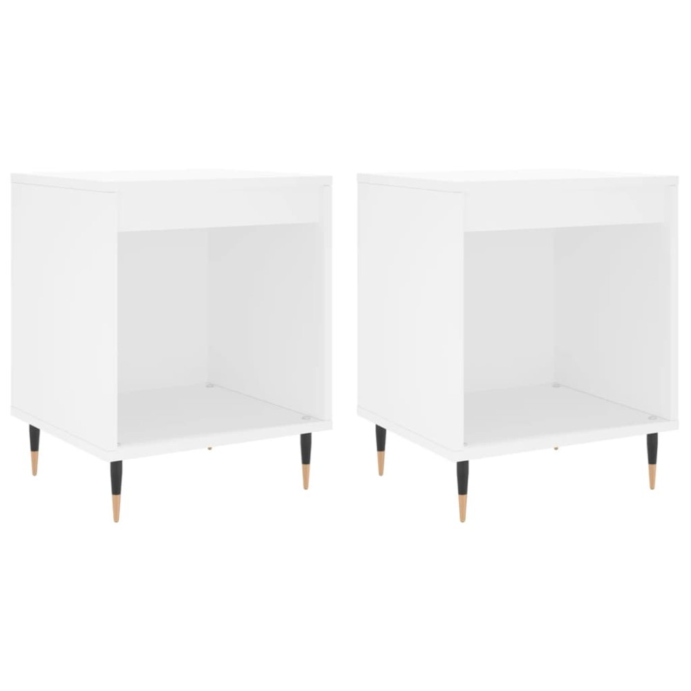 vidaXL Κομοδίνα Λευκά 2 τεμ. 40 x 35 x 50 εκ. από Επεξεργασμένο Ξύλο