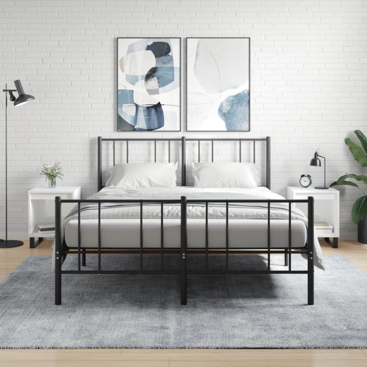 vidaXL Κομοδίνα 2 τεμ. Γυαλ. Λευκό 40 x 35 x 50 εκ. Επεξεργασμένο Ξύλο