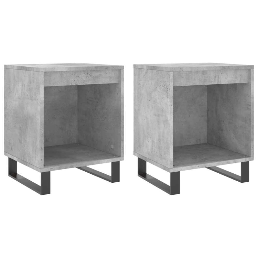 vidaXL Κομοδίνα 2 τεμ. Γκρι Σκυροδέματος 40x35x50 εκ. Επεξεργ. Ξύλο