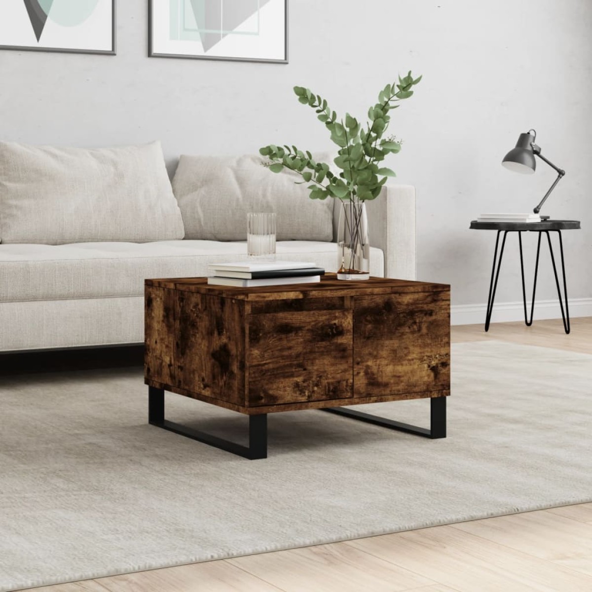 vidaXL Τραπεζάκι Σαλονιού Καπνιστή Δρυς 55x55x36,5εκ. Επεξεργασμ. Ξύλο