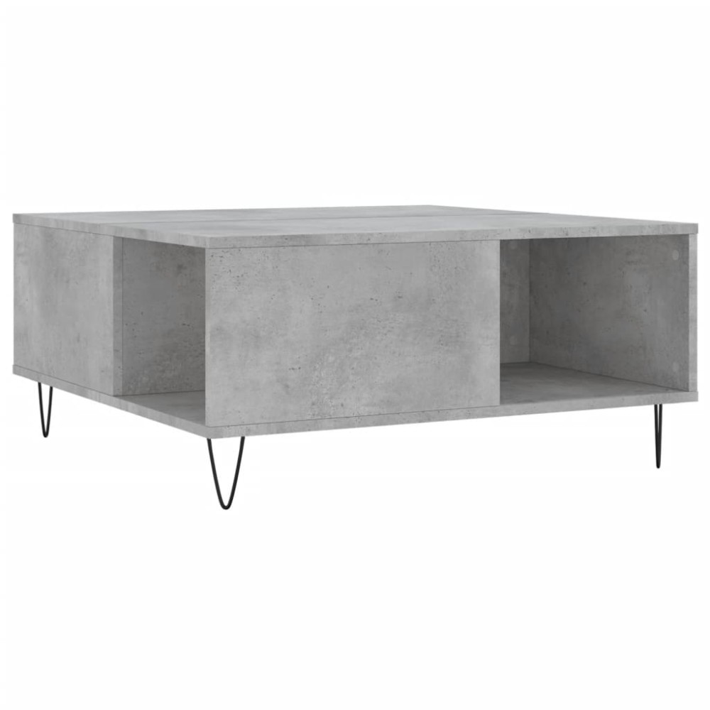 vidaXL Τραπεζάκι Σαλονιού Γκρι Σκυροδ. 80x80x36,5 εκ. Επεξεργ. Ξύλο