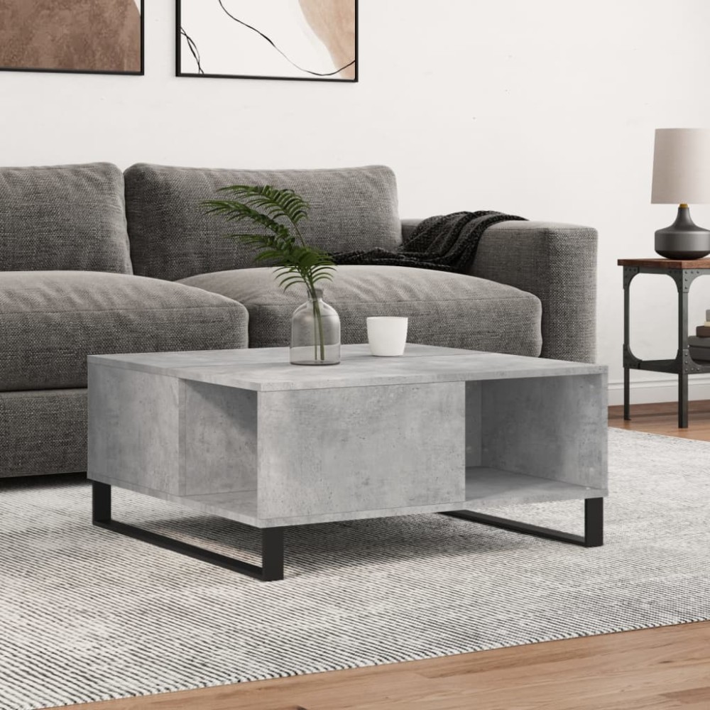 vidaXL Τραπεζάκι Σαλονιού Γκρι Σκυροδ. 80x80x36,5 εκ. Επεξεργ. Ξύλο
