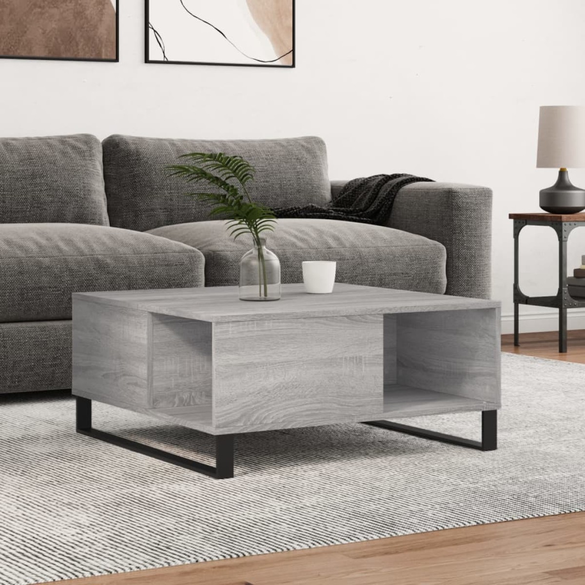 vidaXL Τραπεζάκι Σαλονιού Γκρι Sonoma 80x80x36,5εκ. Επεξεργασμένο Ξύλο