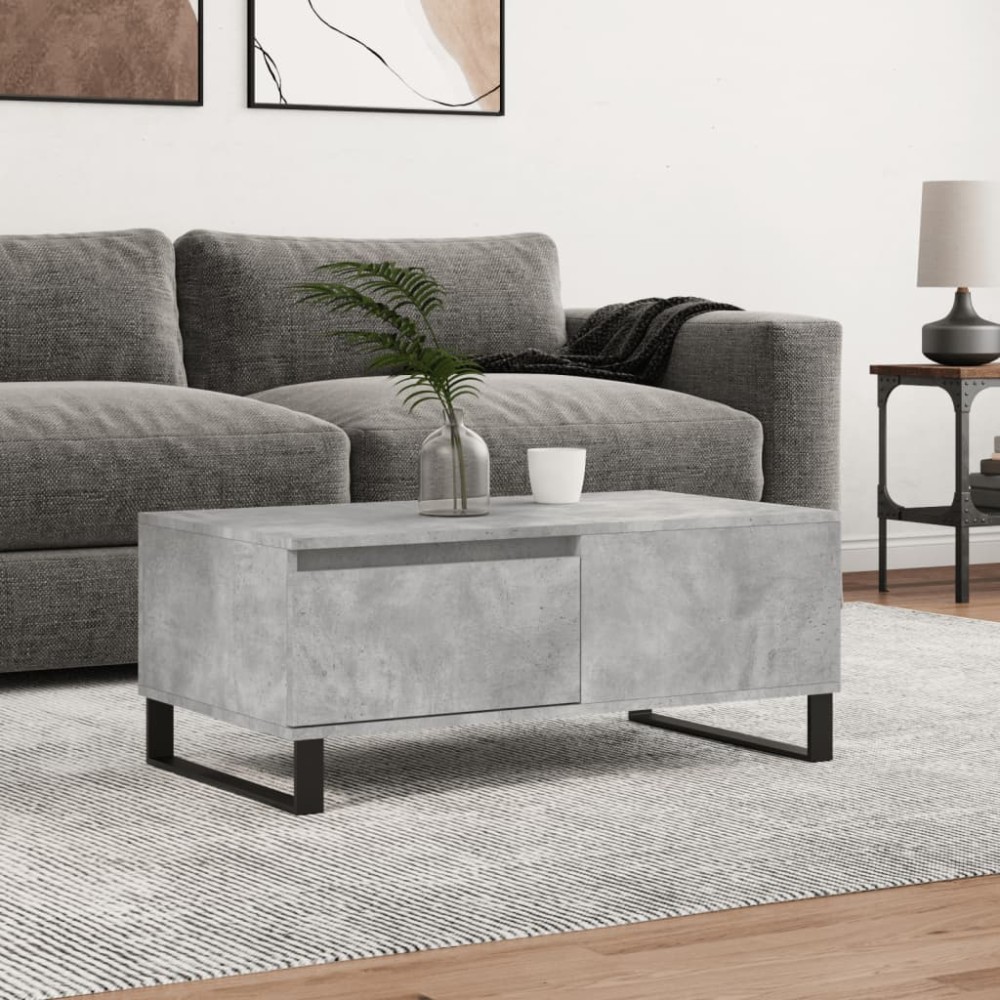 vidaXL Τραπεζάκι Σαλονιού Γκρι Σκυροδ. 90x50x36,5 εκ. Επεξεργ. Ξύλο