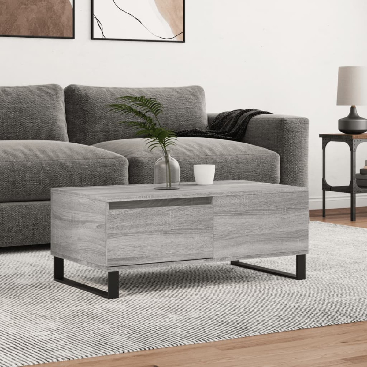 vidaXL Τραπεζάκι Σαλονιού Γκρι Sonoma 90x50x36,5εκ. Επεξεργασμένο Ξύλο