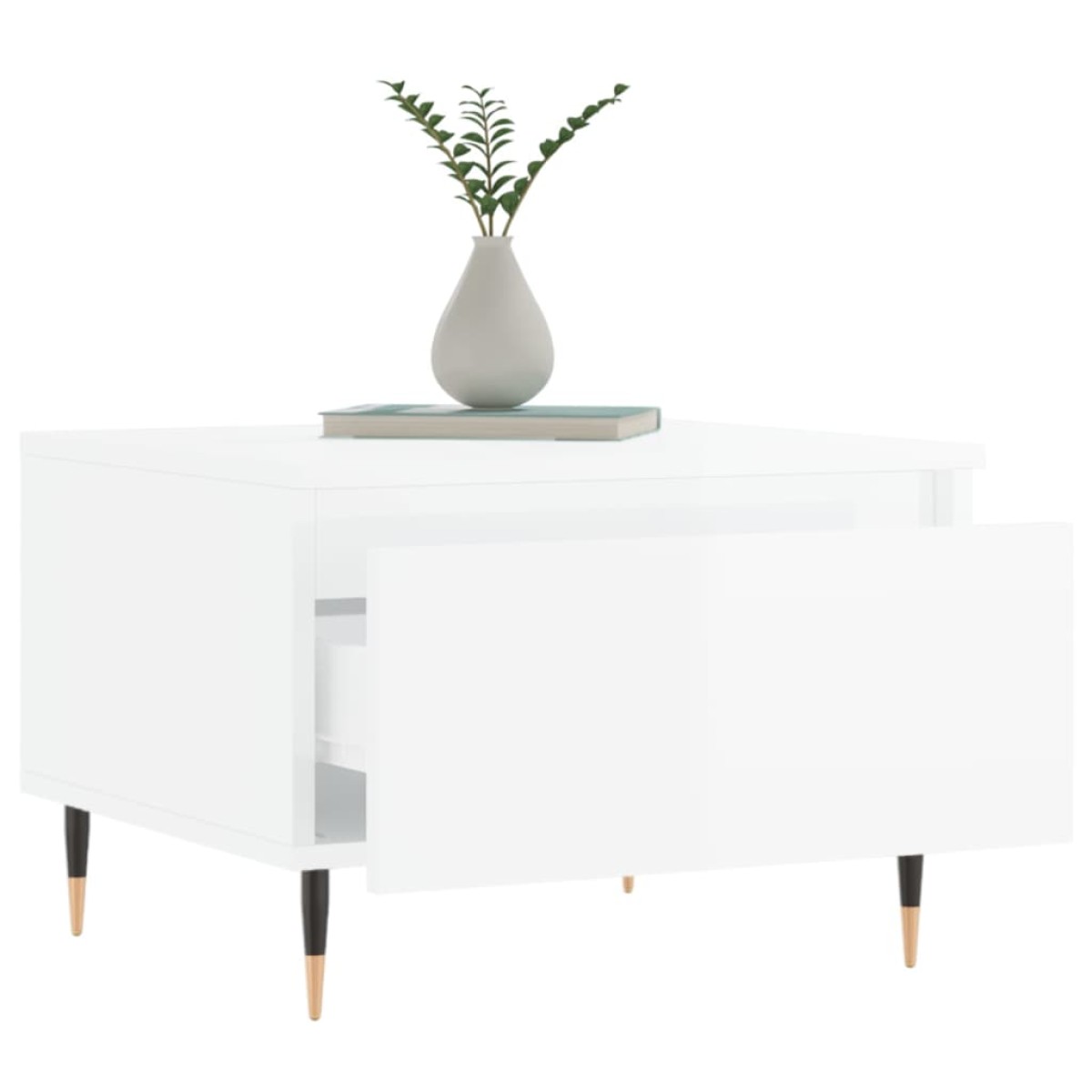 vidaXL Τραπεζάκια Σαλονιού 2 τεμ. Γυαλ. Λευκό 50x46x35 εκ. Επεξ. Ξύλο