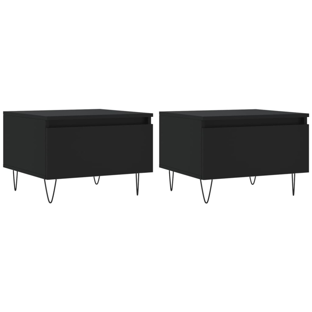 vidaXL Τραπεζάκια Σαλονιού 2 τεμ. Μαύρα 50 x 46 x 35 εκ. Επεξεργ. Ξύλο
