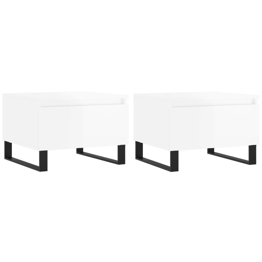 vidaXL Τραπεζάκια Σαλονιού 2 τεμ. Γυαλ. Λευκό 50x46x35 εκ. Επεξ. Ξύλο