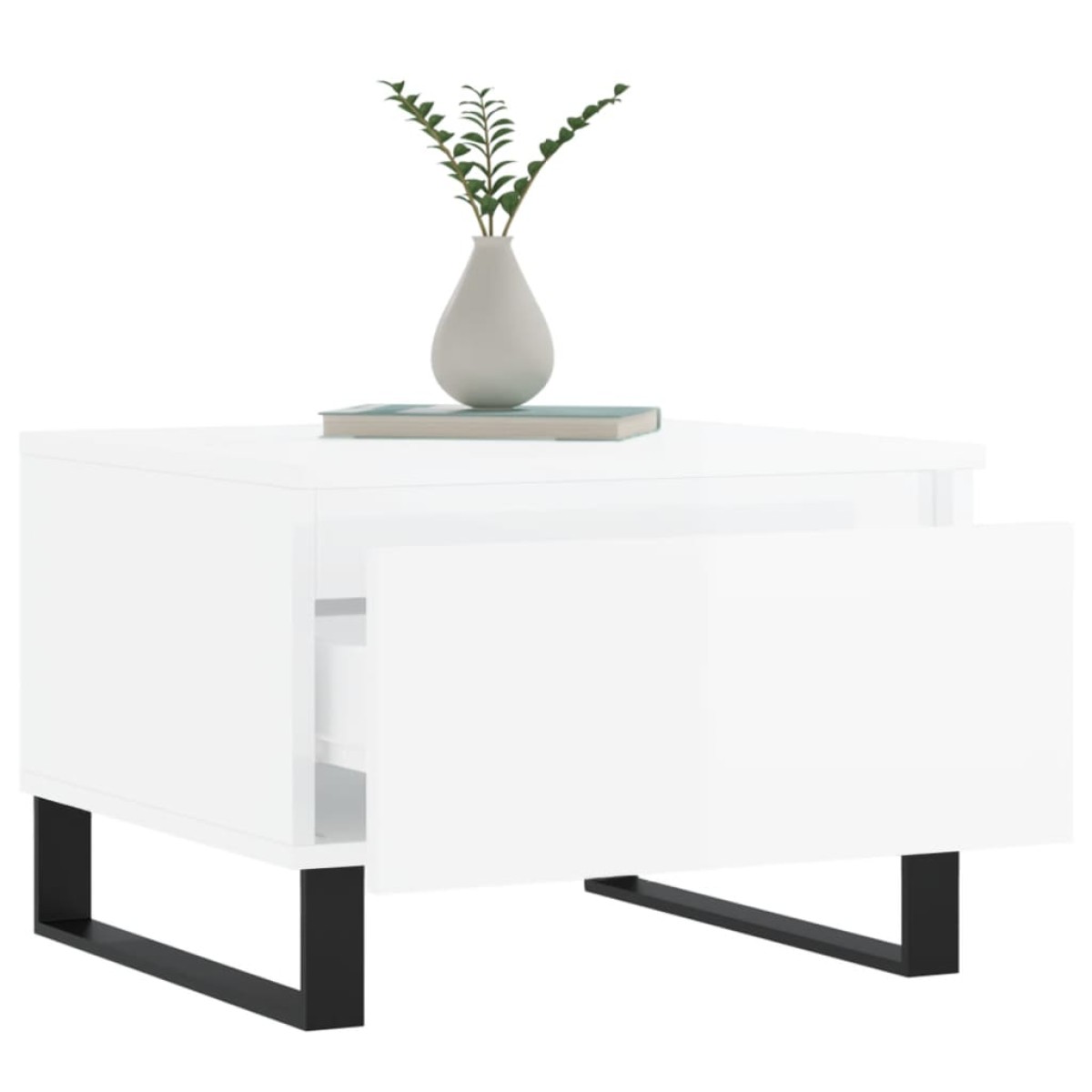 vidaXL Τραπεζάκια Σαλονιού 2 τεμ. Γυαλ. Λευκό 50x46x35 εκ. Επεξ. Ξύλο