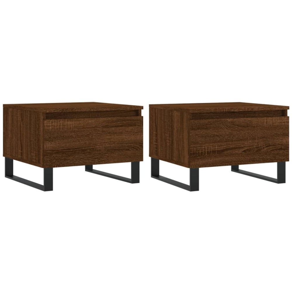 vidaXL Τραπεζάκια Σαλονιού 2 τεμ. Καφέ Δρυς 50x46x35 εκ. Επεξ. Ξύλο
