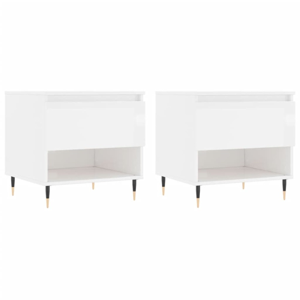 vidaXL Τραπεζάκια Σαλονιού 2 τεμ. Γυαλ. Λευκό 50x46x50 εκ. Επεξ. Ξύλο