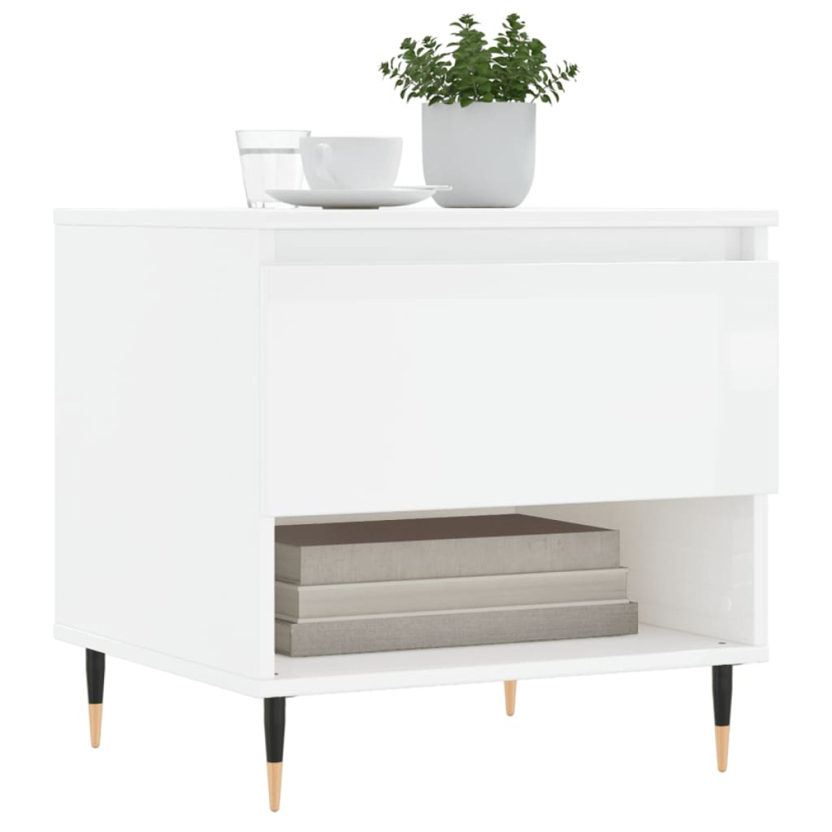vidaXL Τραπεζάκια Σαλονιού 2 τεμ. Γυαλ. Λευκό 50x46x50 εκ. Επεξ. Ξύλο