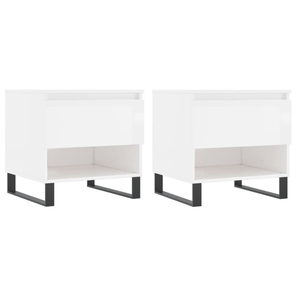 vidaXL Τραπεζάκια Σαλονιού 2 τεμ. Γυαλ. Λευκό 50x46x50 εκ. Επεξ. Ξύλο