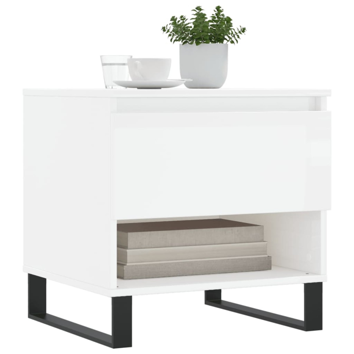 vidaXL Τραπεζάκια Σαλονιού 2 τεμ. Γυαλ. Λευκό 50x46x50 εκ. Επεξ. Ξύλο