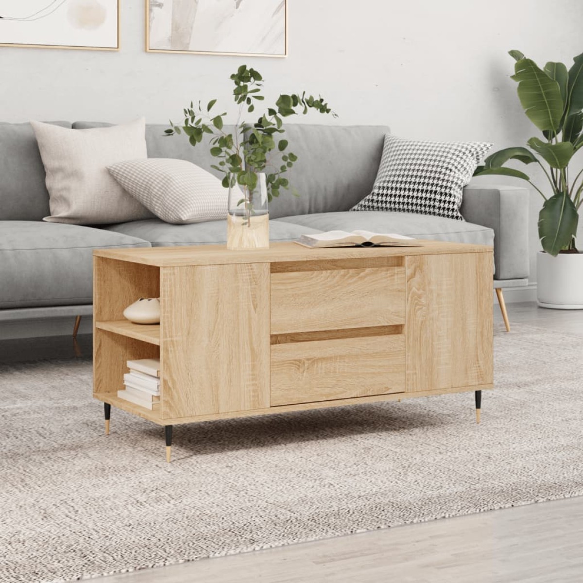 vidaXL Τραπεζάκι Σαλονιού Sonoma Δρυς 102x44,5x50 εκ. Επεξεργ. Ξύλο