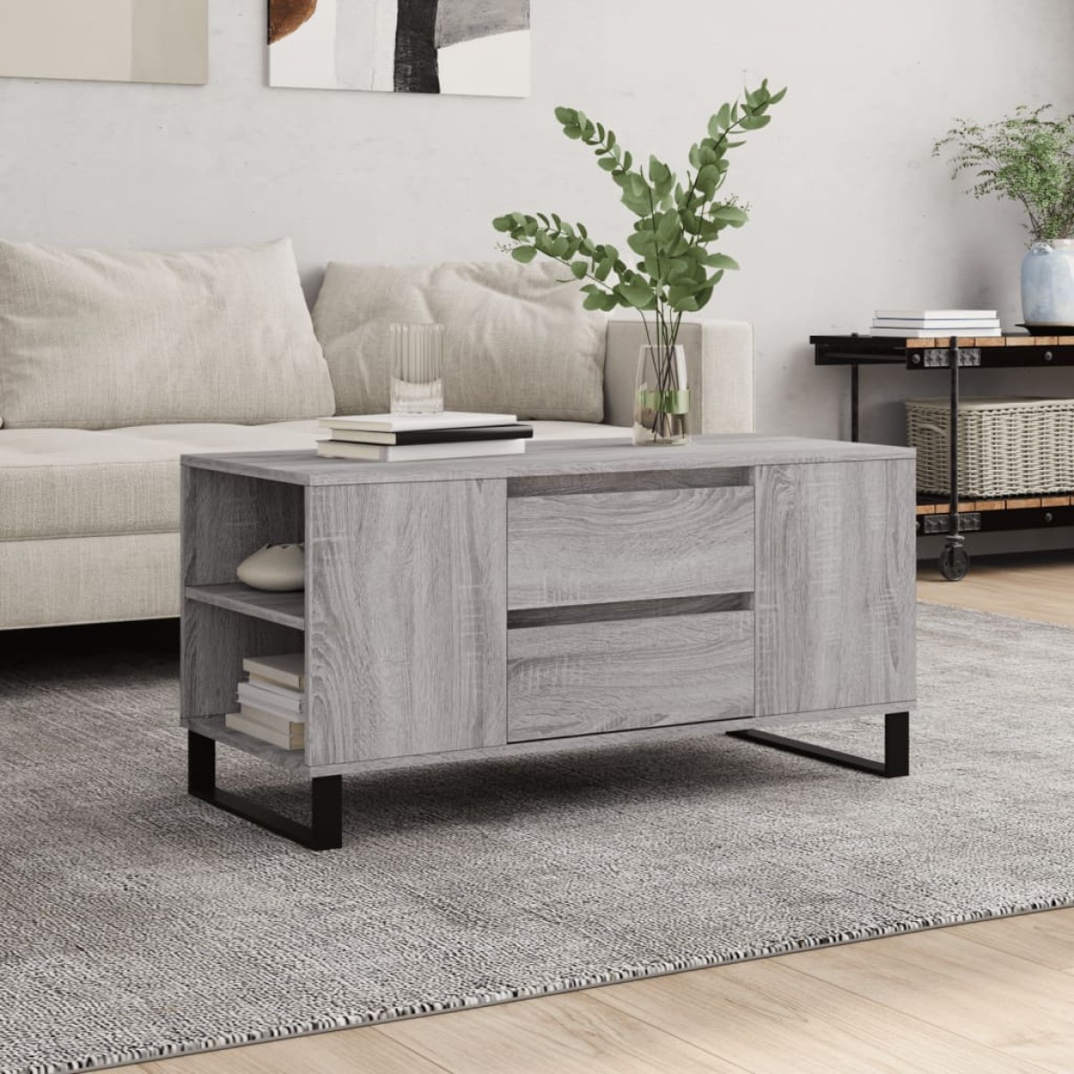 vidaXL Τραπεζάκι Σαλονιού Γκρι Sonoma 102x44,5x50 εκ.