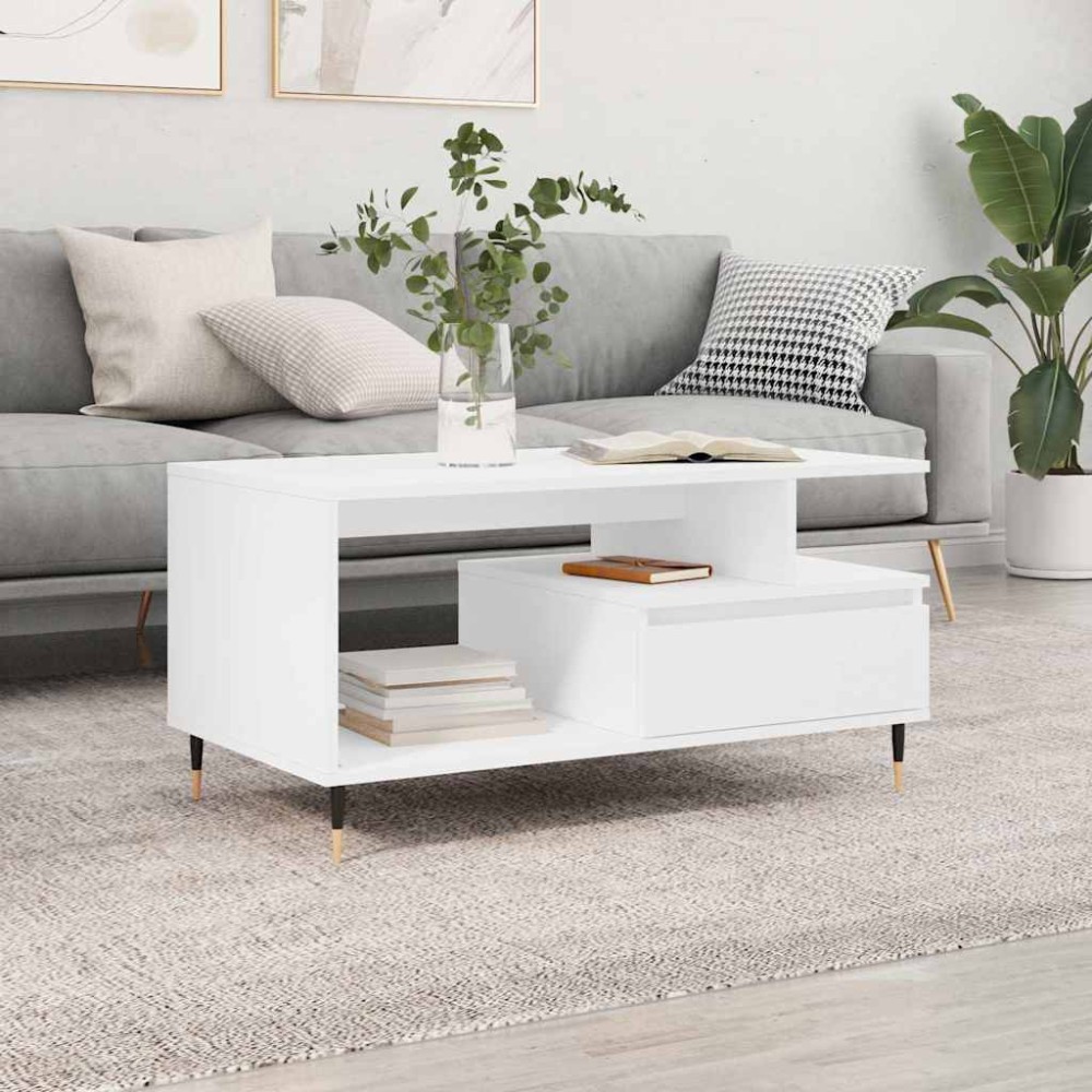 vidaXL Τραπεζάκι Σαλονιού Λευκό 90 x 49 x45 εκ. από Επεξεργασμένο Ξύλο