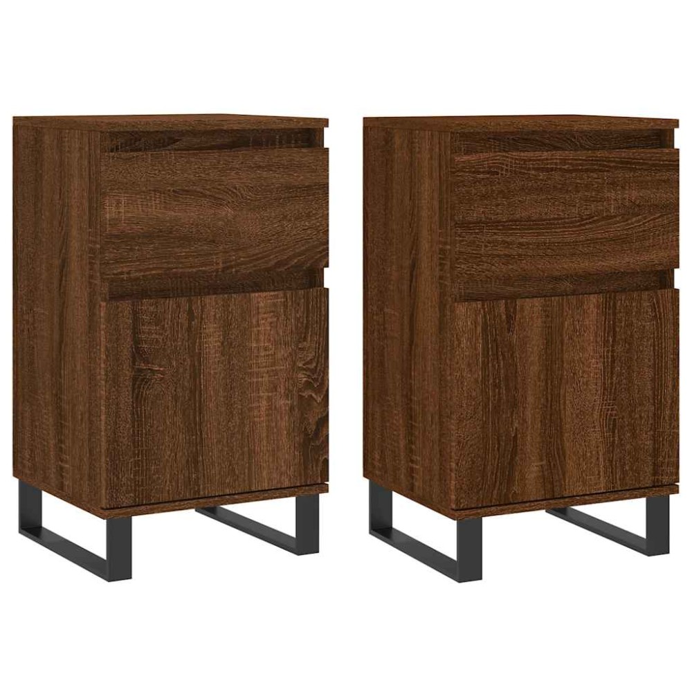vidaXL Ντουλάπια 2 τεμ. Καφέ Δρυς 40x35x70 εκ. από Επεξεργασμένο Ξύλο