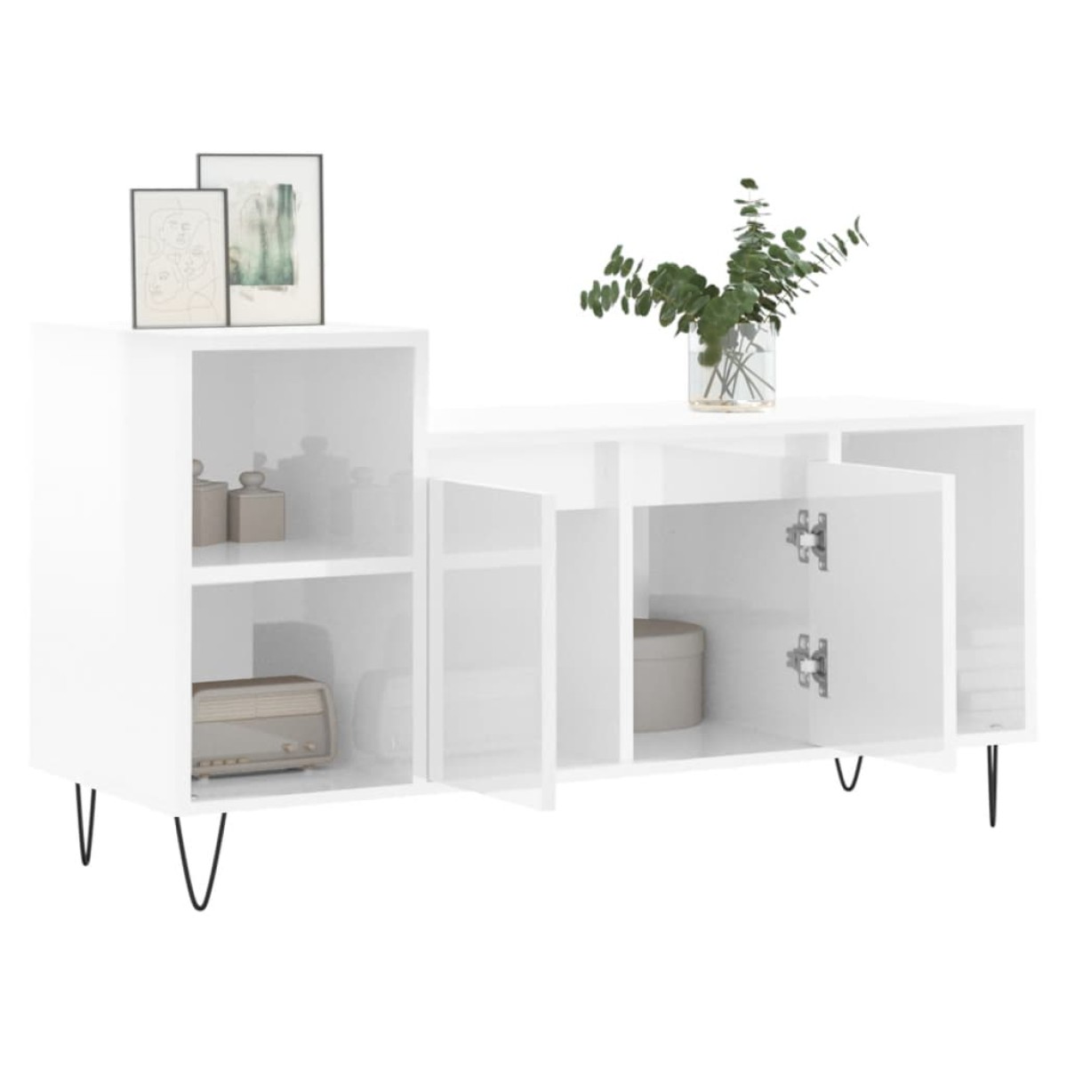 vidaXL Έπιπλο Τηλεόρασης Γυαλ. Λευκό 100x35x55 εκ. Επεξεργασμένο Ξύλο