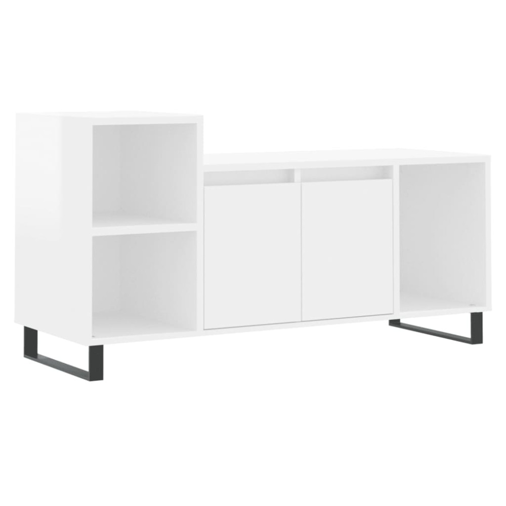 vidaXL Έπιπλο Τηλεόρασης Γυαλ. Λευκό 100x35x55 εκ. Επεξεργασμένο Ξύλο