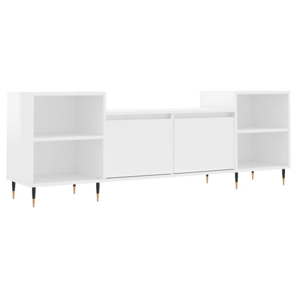 vidaXL Έπιπλο Τηλεόρασης Γυαλ. Λευκό 160x35x55 εκ. Επεξεργασμένο Ξύλο