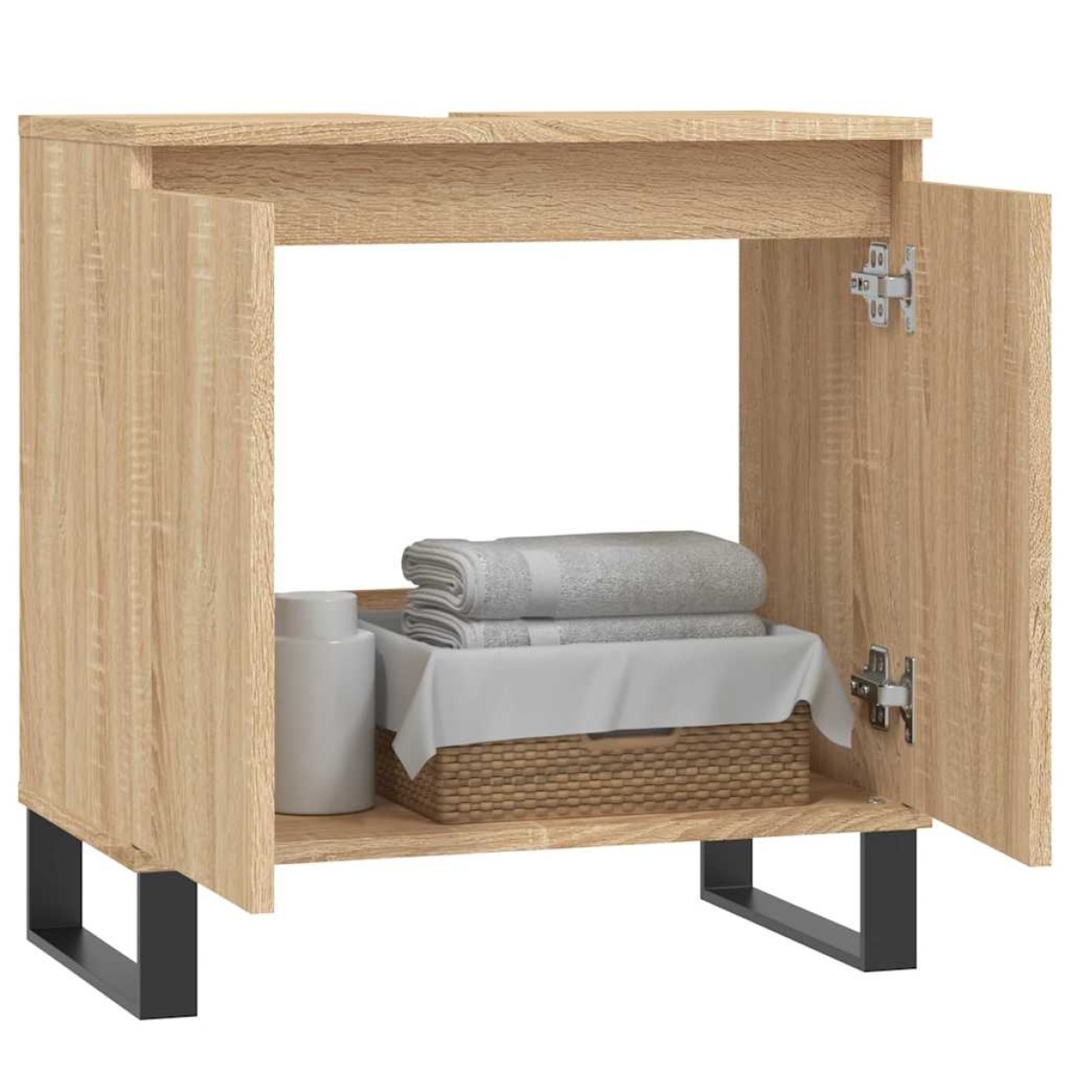 vidaXL Ντουλάπι Μπάνιου Sonoma Δρυς 58 x 33 x 60 εκ. από Επεξεργ. Ξύλο