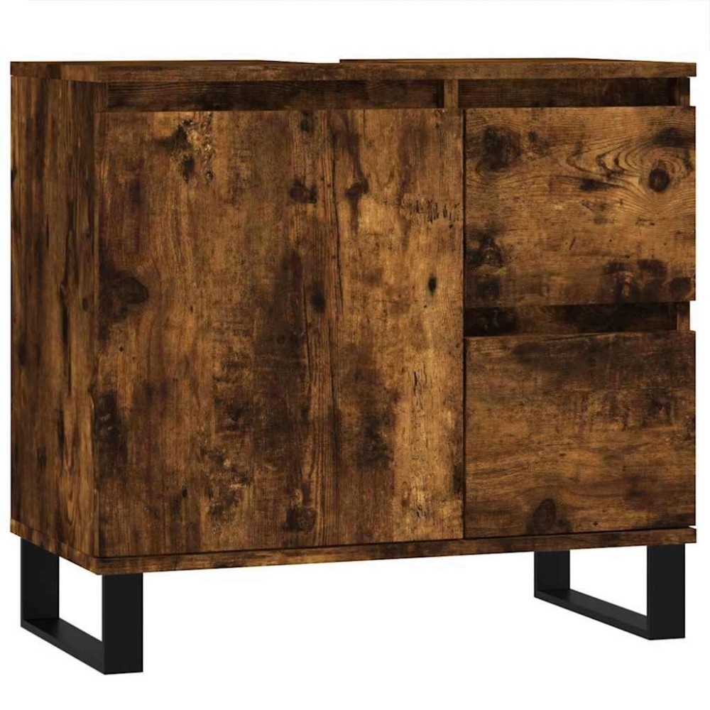 vidaXL Ντουλάπι Μπάνιου Καπνιστή Δρυς 65x33x60 εκ. Επεξεργασμένο Ξύλο