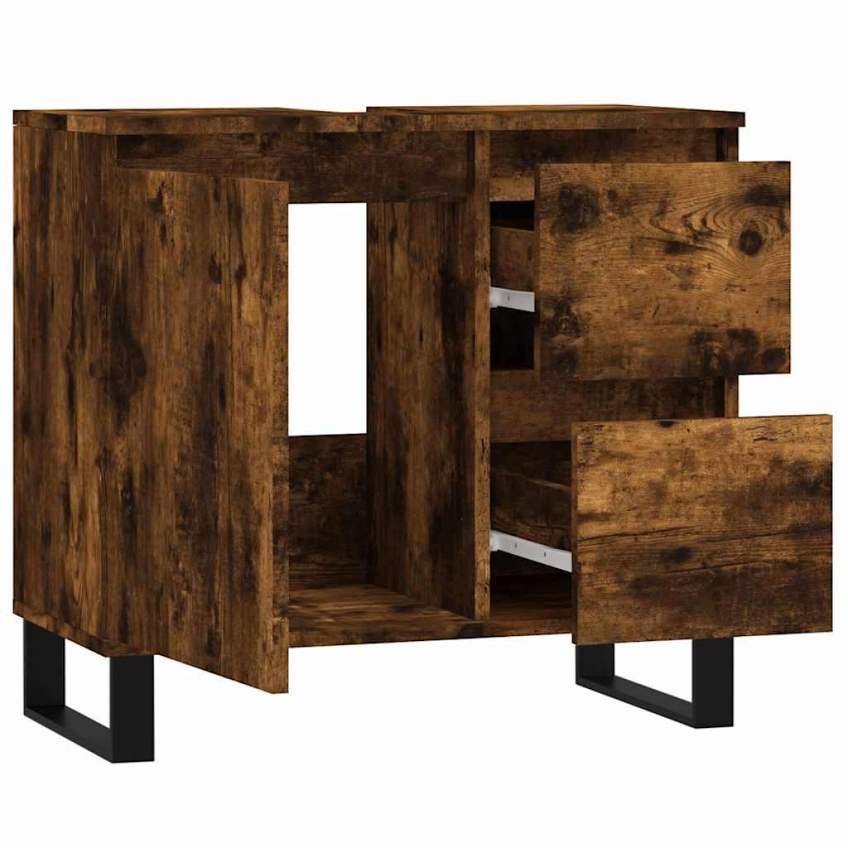 vidaXL Ντουλάπι Μπάνιου Καπνιστή Δρυς 65x33x60 εκ. Επεξεργασμένο Ξύλο