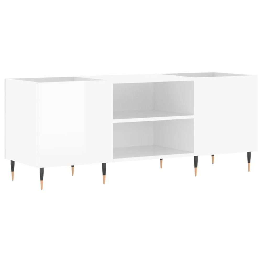 vidaXL Δισκοθήκη Γυαλιστερή Λευκή 121x38x48 εκ. από Επεξεργασμένο Ξύλο