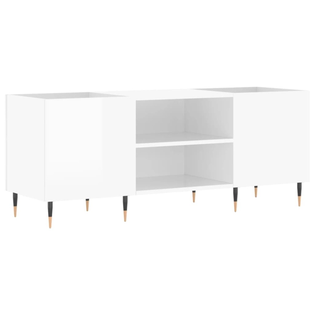 vidaXL Δισκοθήκη Γυαλιστερή Λευκή 121x38x48 εκ. από Επεξεργασμένο Ξύλο