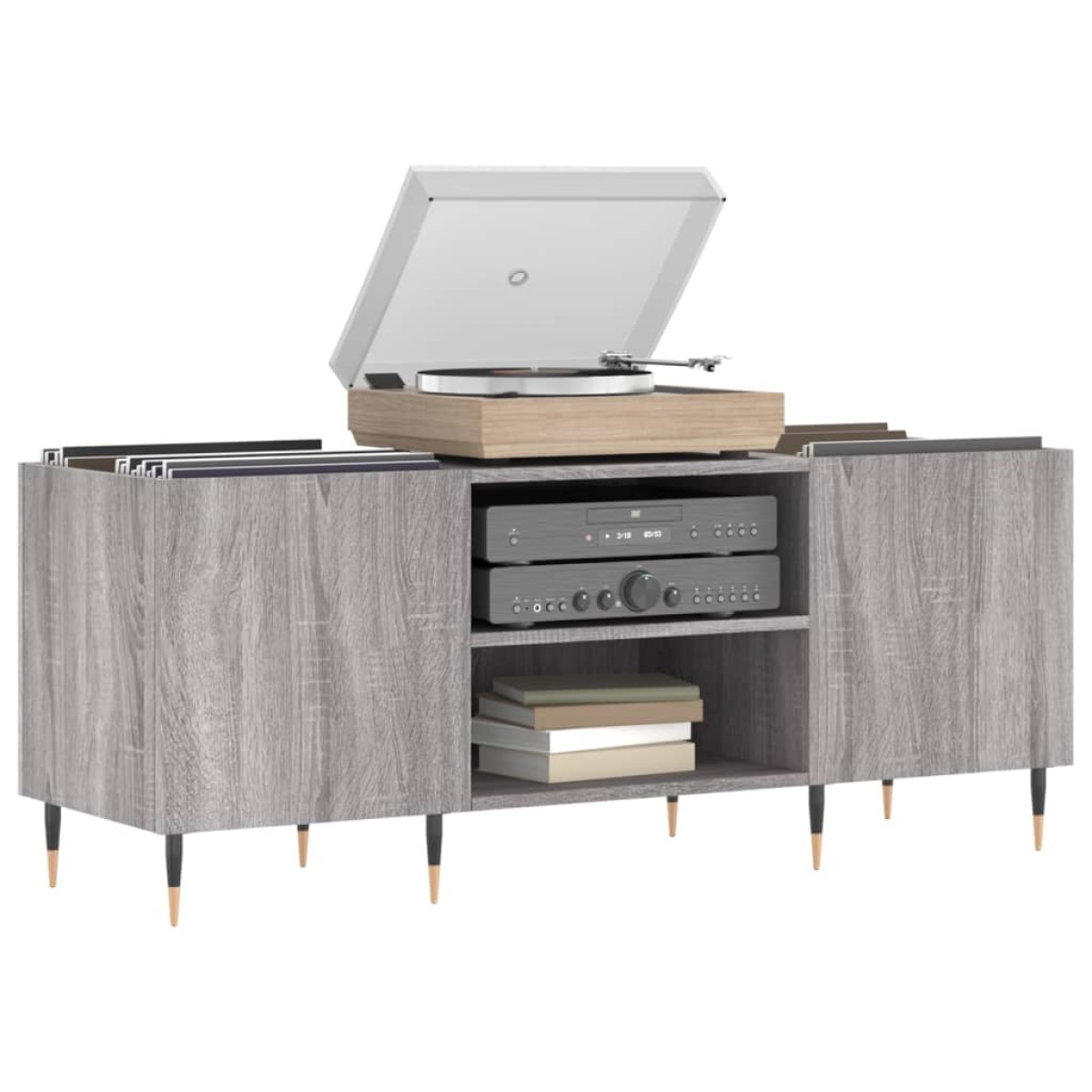vidaXL Δισκοθήκη Γκρι Sonoma 121 x 38 x 48 εκ. από Επεξεργασμένο Ξύλο