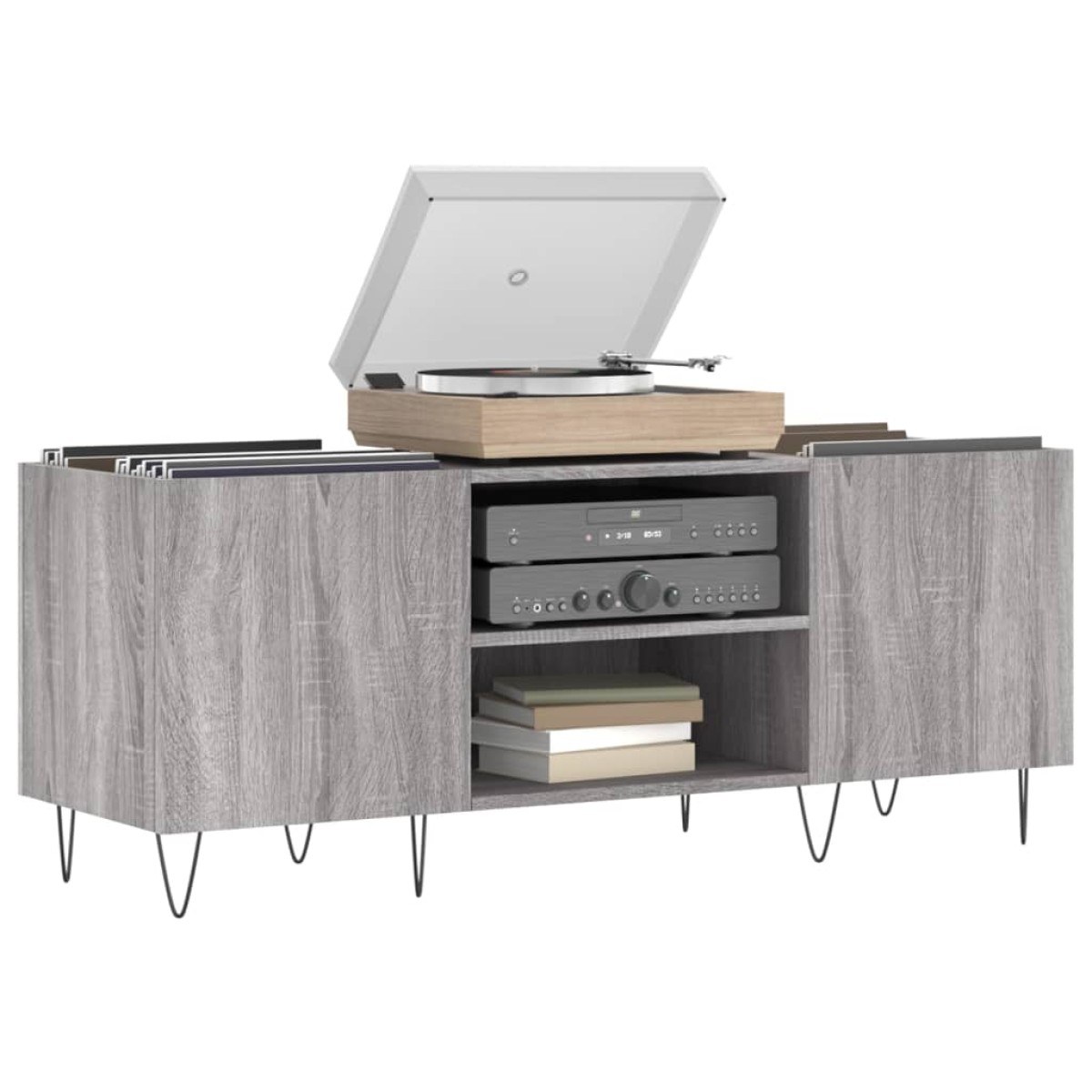 vidaXL Δισκοθήκη Γκρι Sonoma 121 x 38 x 48 εκ. από Επεξεργασμένο Ξύλο
