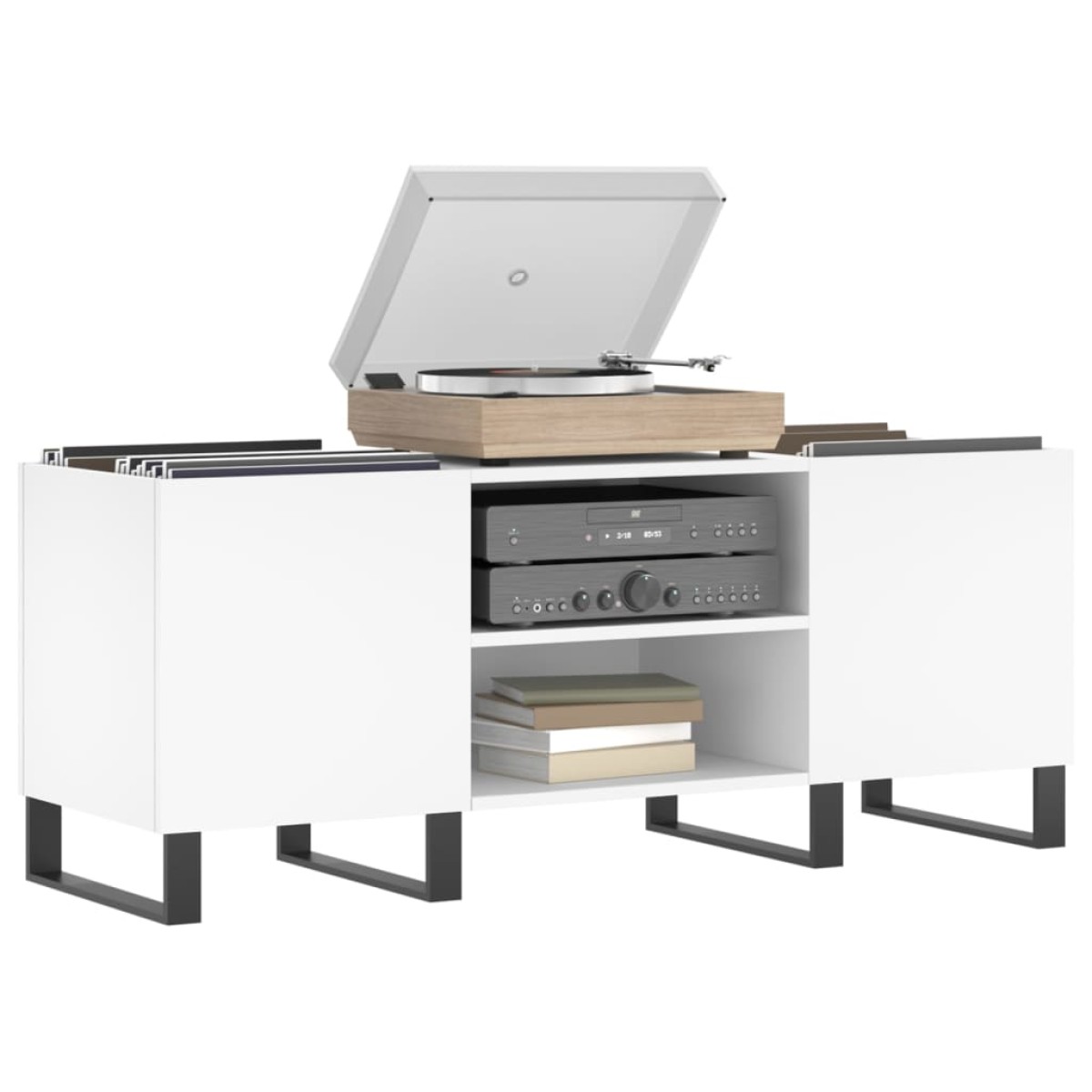 vidaXL Δισκοθήκη Λευκή 121 x 38 x 48 εκ. Επεξεργασμένο Ξύλο