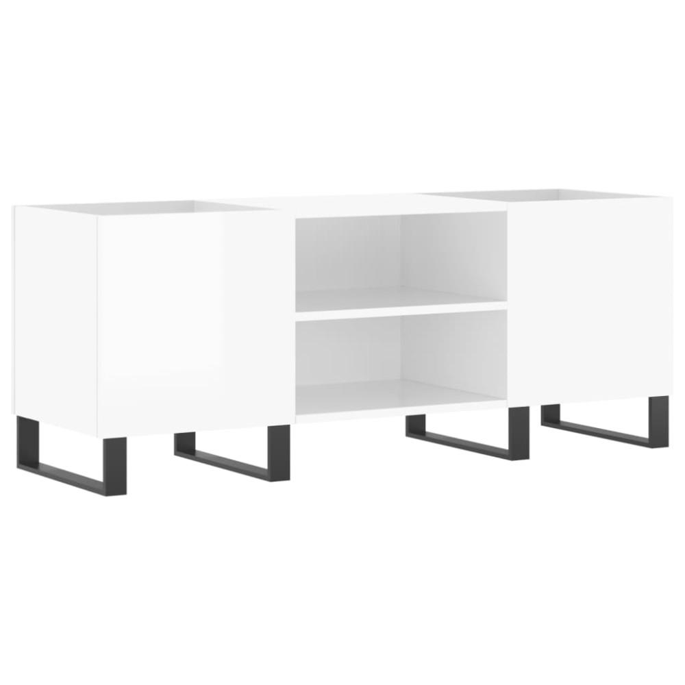 vidaXL Δισκοθήκη Γυαλιστερή Λευκή 121x38x48 εκ. από Επεξεργασμένο Ξύλο