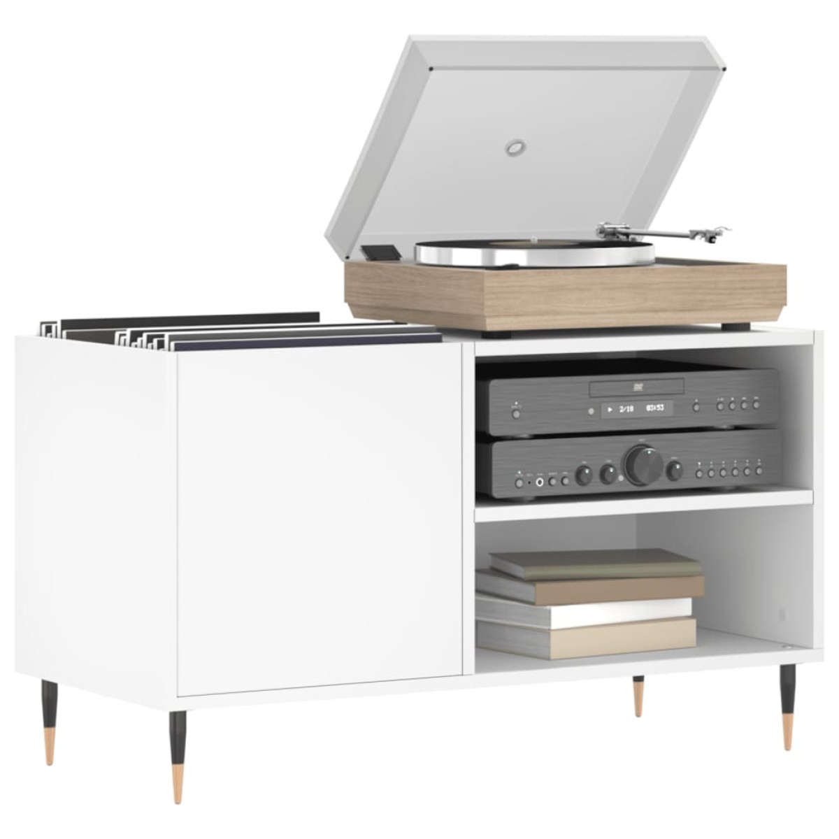 vidaXL Δισκοθήκη Λευκή 85 x 38 x 48 εκ. από Επεξεργασμένο Ξύλο