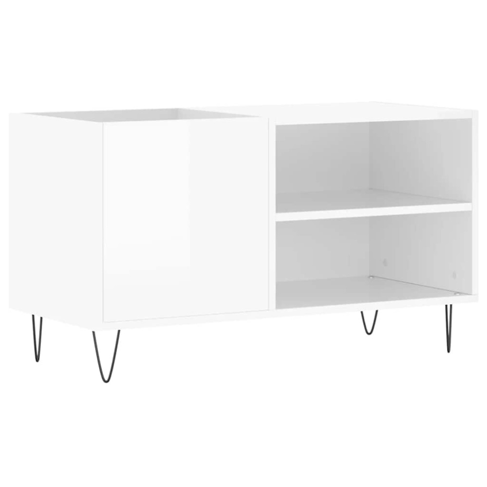 vidaXL Δισκοθήκη Γυαλ. Λευκή 85 x 38 x 48 εκ. από Επεξεργασμένο Ξύλο