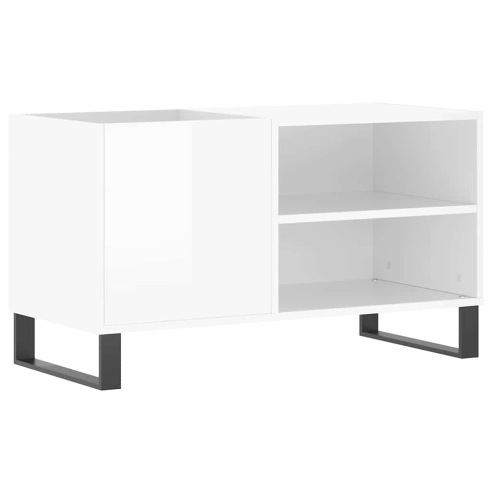 vidaXL Δισκοθήκη Γυαλ. Λευκή 85 x 38 x 48 εκ. από Επεξεργασμένο Ξύλο