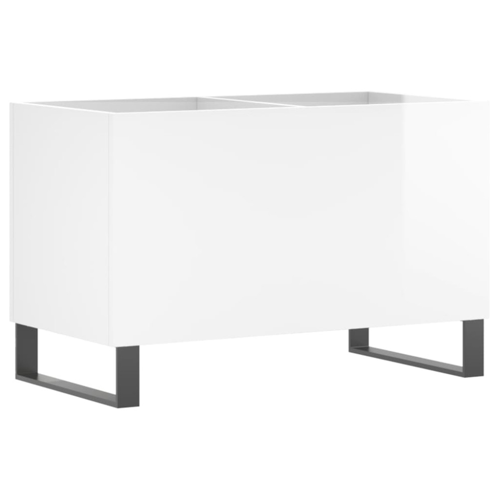 vidaXL Δισκοθήκη Γυαλιστερή Λευκή 74,5x38x48 εκ. Επεξεργασμένο Ξύλο