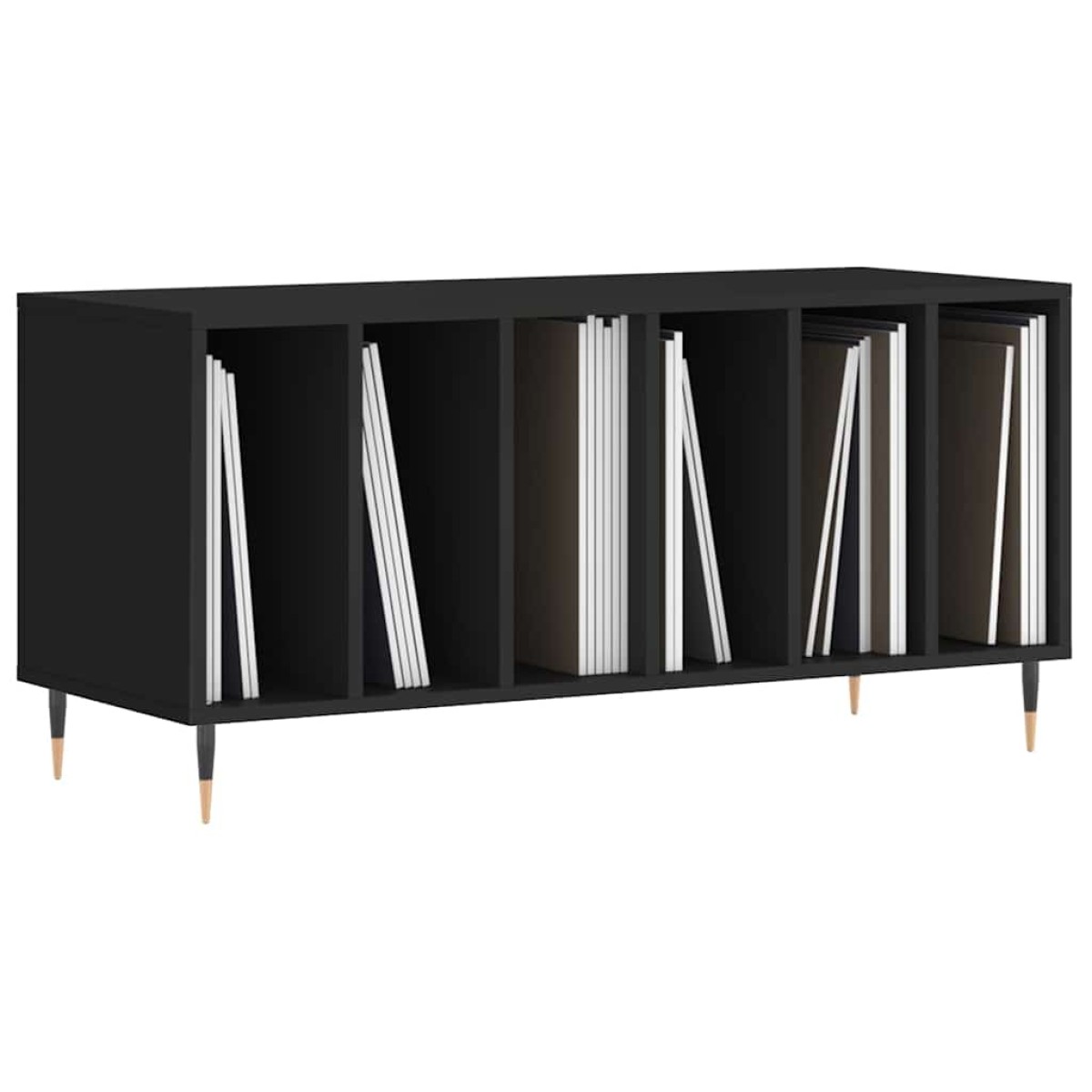 vidaXL Έπιπλο Δίσκων Μαύρο 100 x 38 x 48 εκ. από Επεξεργασμένο Ξύλο