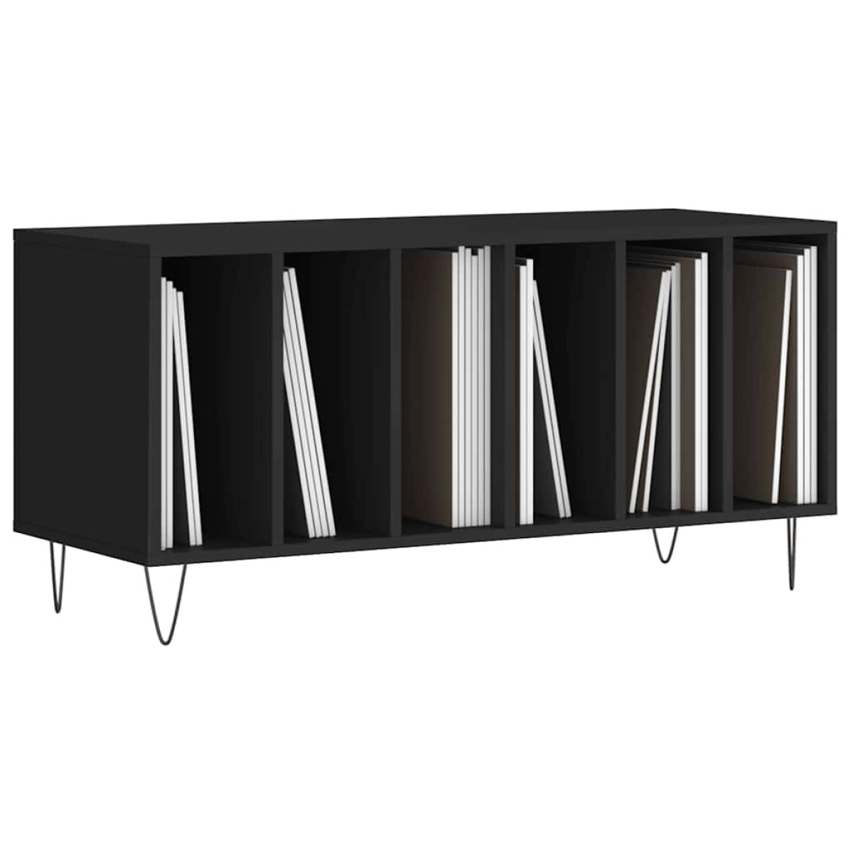 vidaXL Έπιπλο Δίσκων Μαύρο 100 x 38 x 48 εκ. από Επεξεργασμένο Ξύλο