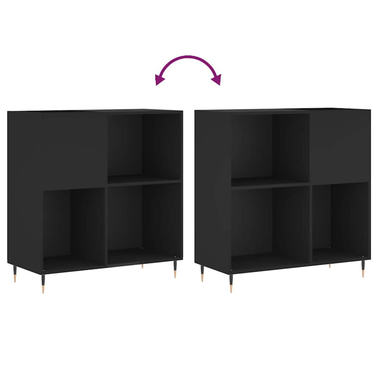 vidaXL Δισκοθήκη Μαύρη 84,5 x 38 x 89 εκ. από Επεξεργασμένο Ξύλο