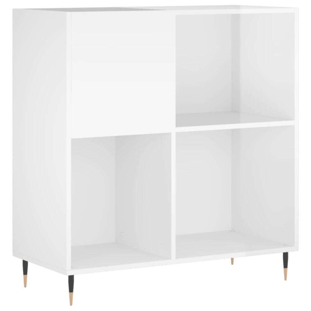 vidaXL Δισκοθήκη Γυαλιστερή Λευκή 84,5 x 38x 89 εκ. από Επεξεργ. Ξύλο