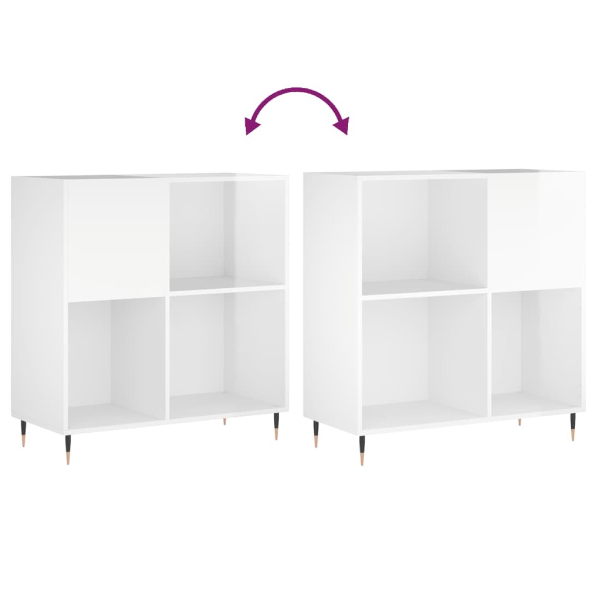 vidaXL Δισκοθήκη Γυαλιστερή Λευκή 84,5 x 38x 89 εκ. από Επεξεργ. Ξύλο