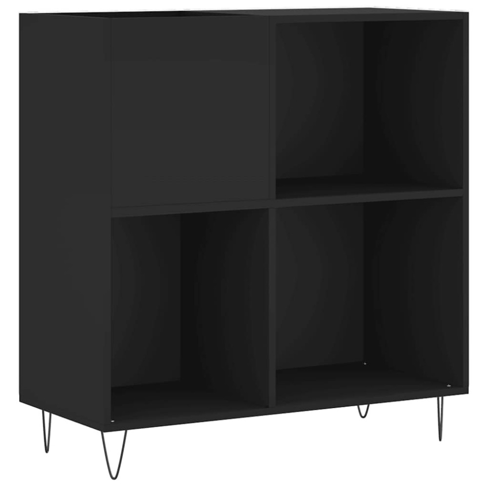 vidaXL Δισκοθήκη Μαύρη 84,5 x 38 x 89 εκ. από Επεξεργασμένο Ξύλο