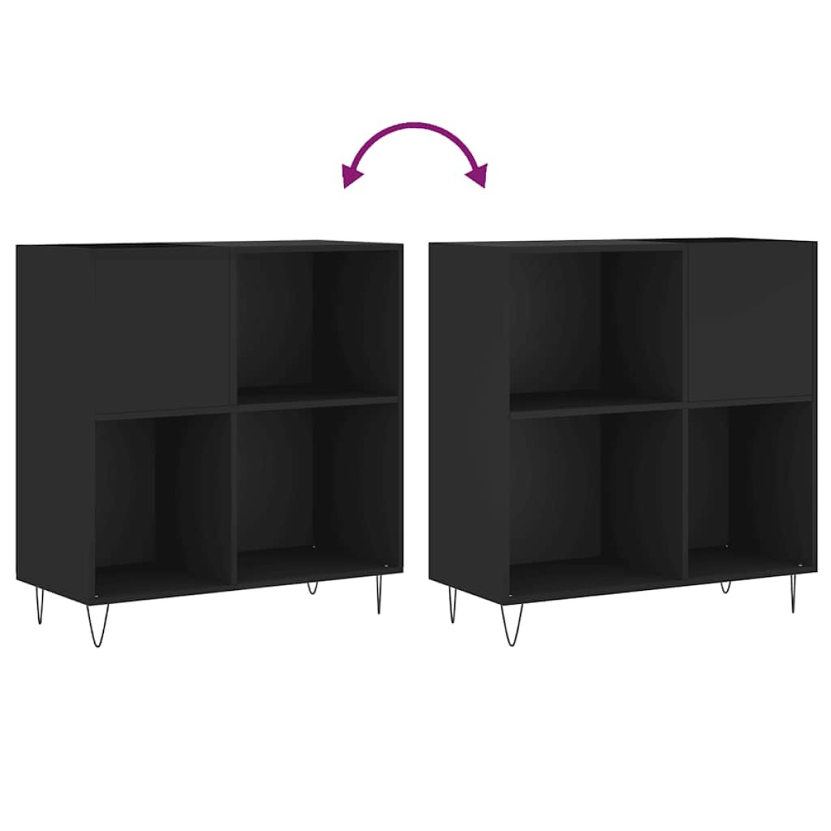 vidaXL Δισκοθήκη Μαύρη 84,5 x 38 x 89 εκ. από Επεξεργασμένο Ξύλο